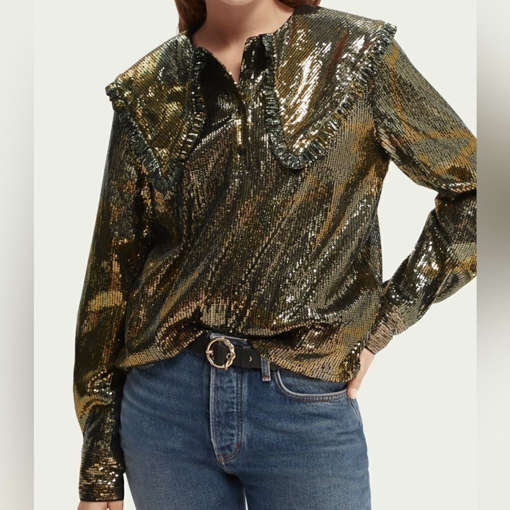 Scotch&Soda collar sequined print blouse